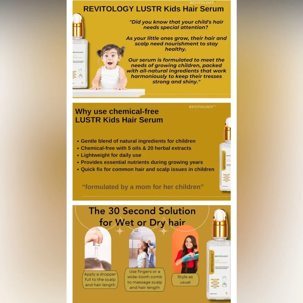 LUSTR Kids Hair Serum • Scalp Nourishment • Hair Growth •Ages 2-20 Yrs